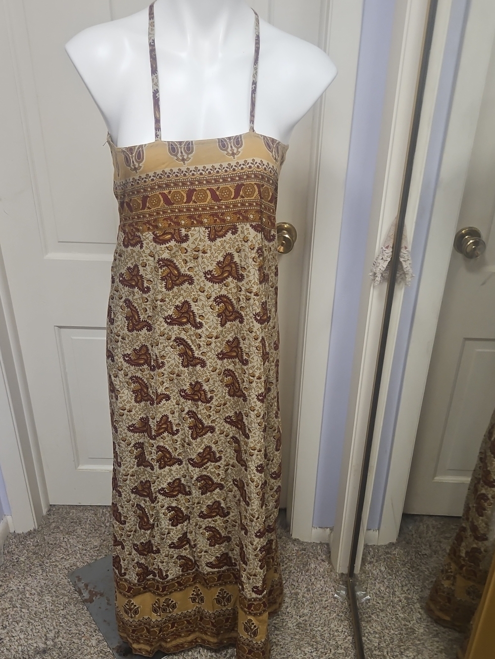 Autumn Fall Funky People Blockprint Maxi Dress